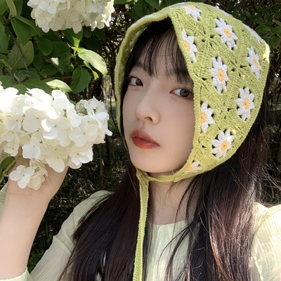 Băng Đô/Khăn Choàng Cổ Dệt Kim Hình Hoa Cúc/Tam Giác Kiểu Hàn Quốc Cho Nữ