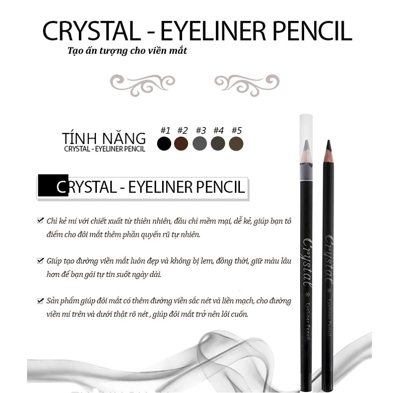 Bút Chì Kẻ Mí Mắt Cao Cấp Hàn Quốc Beauskin Crystal Eyeliner Pencil (MÀU ĐEN TỰ NHIÊN)