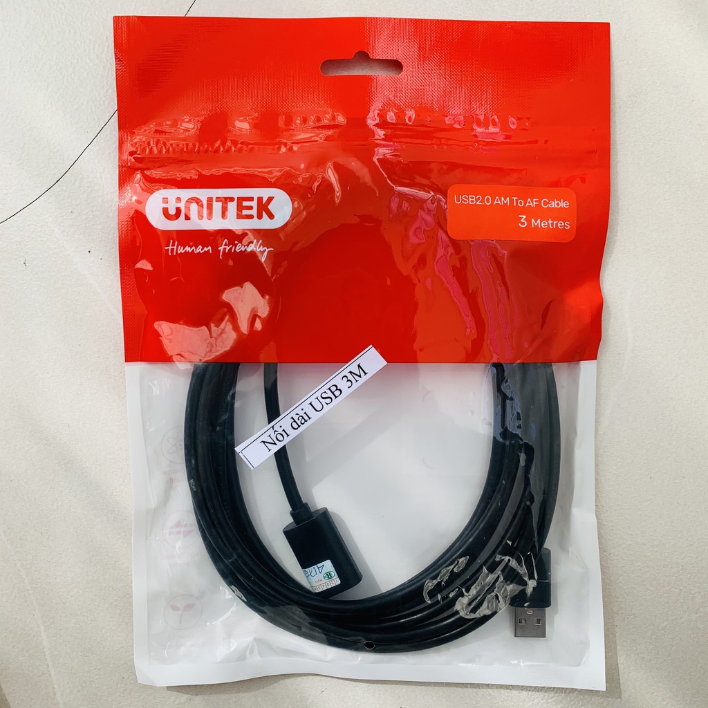 Cáp nối dài USB 3m Unitek Y-C417GBK chuẩn 2.0 - Chính hãng phân phối