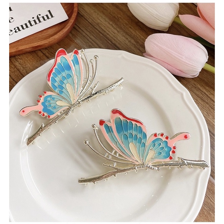Kẹp tóc phiên bản cao cấp tinh tế kẹp tóc kim loại sau đầu bản to cho nữ phong cách retro Hàn Quốc