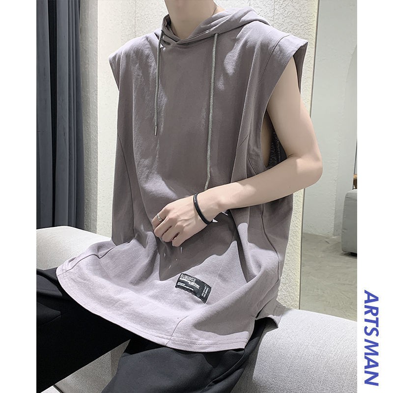 Áo Hoodie Thể Thao Sát Nách Dáng Rộng Thiết Kế Năng Động Trẻ Trung Cho Nam