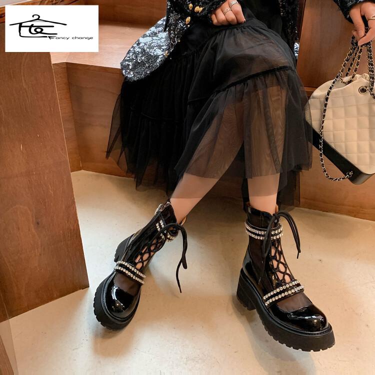 Giày Bốt Martin Đế Dày Phối Lưới Thoáng Khí Thời Trang Xuân Hè 2022 Cho Nữ