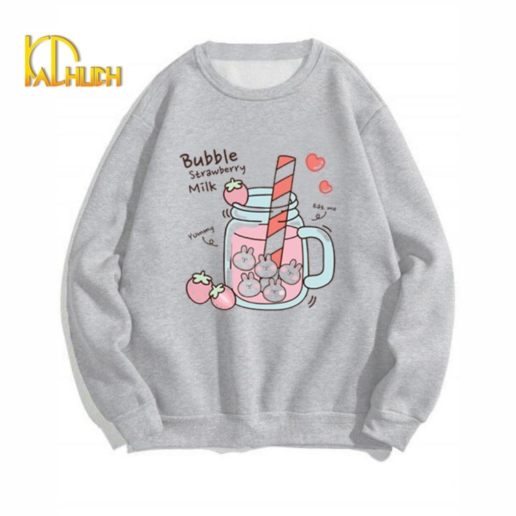 ÁO SWEATER NAM NỮ IN BUBLE MILK SIÊU DỄ THƯƠNG ÁO SWEATER NHIỀU MÀU