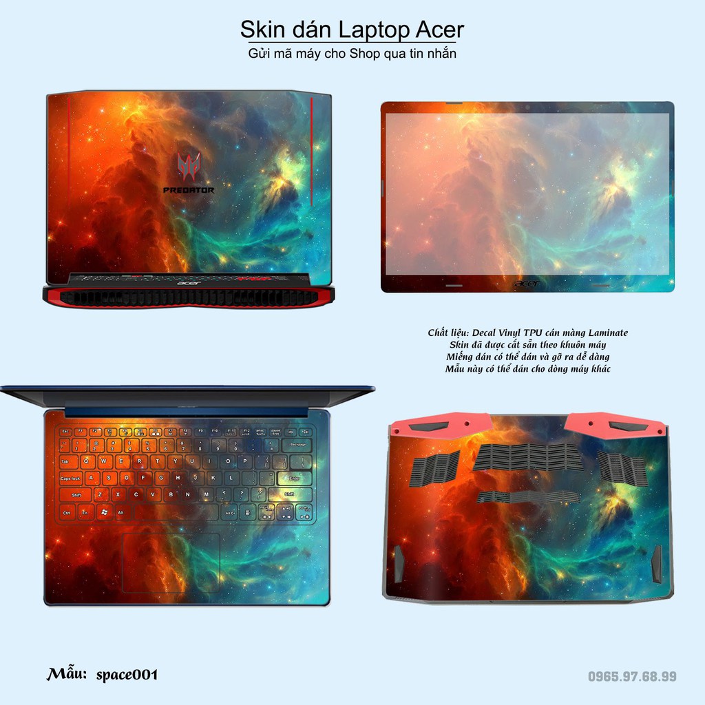 Skin dán Laptop Acer in hình không gian (inbox mã máy cho Shop)