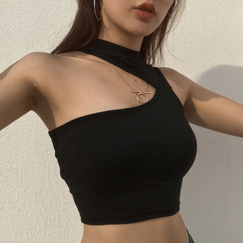 Áo Croptop Lệch Vai Một Bên Vai Thời Trang Mùa Hè Quyến Rũ Cho Nữ
