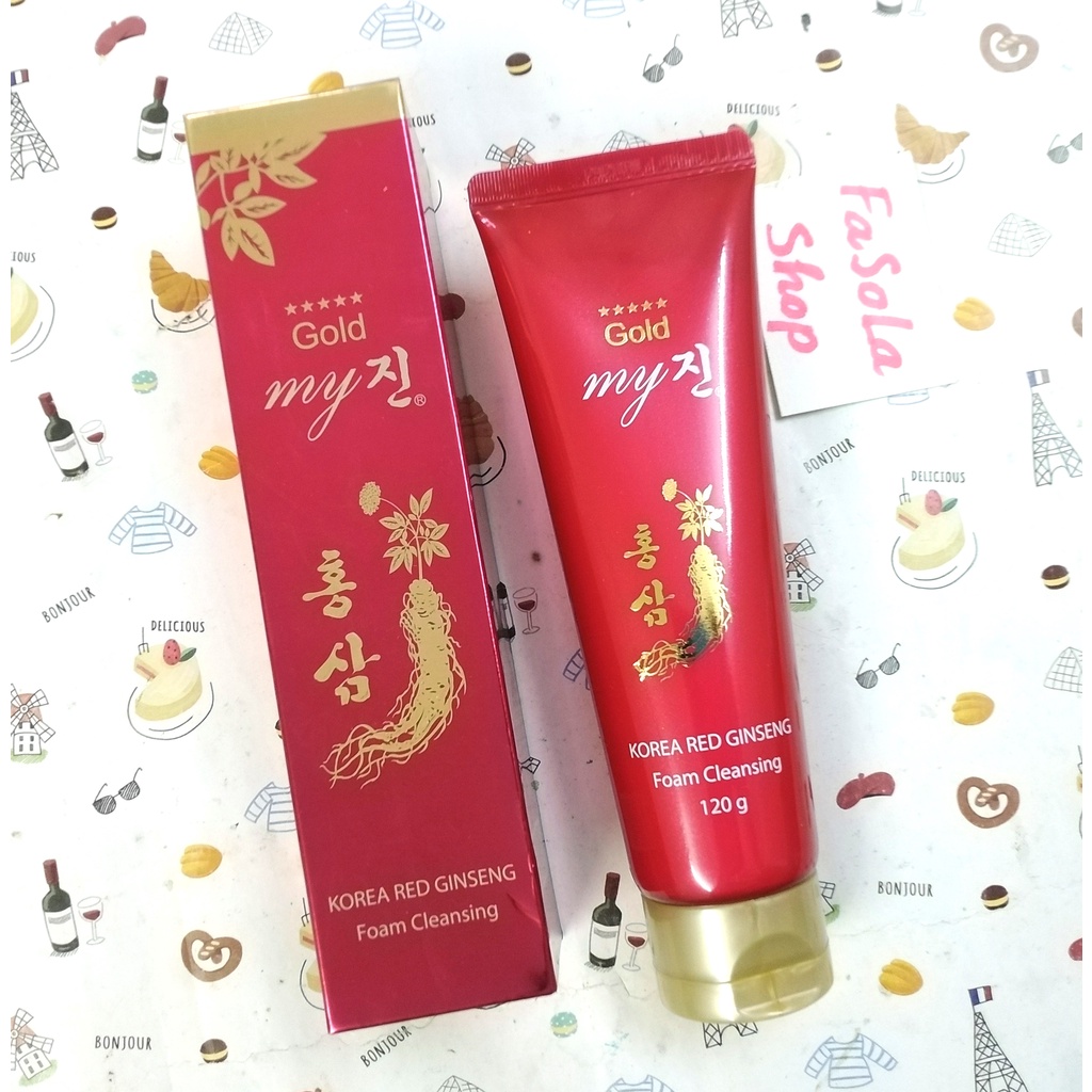 Sữa rửa mặt GOLD MY JIN hồng sâm 120g Hàn Quốc 🇰🇷Korea red ginseng foam cleansing