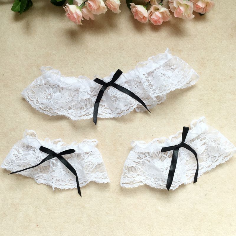 Set 3 Vòng Đeo Chân Màu Trắng Đen Hóa Trang Cô Hầu Gái