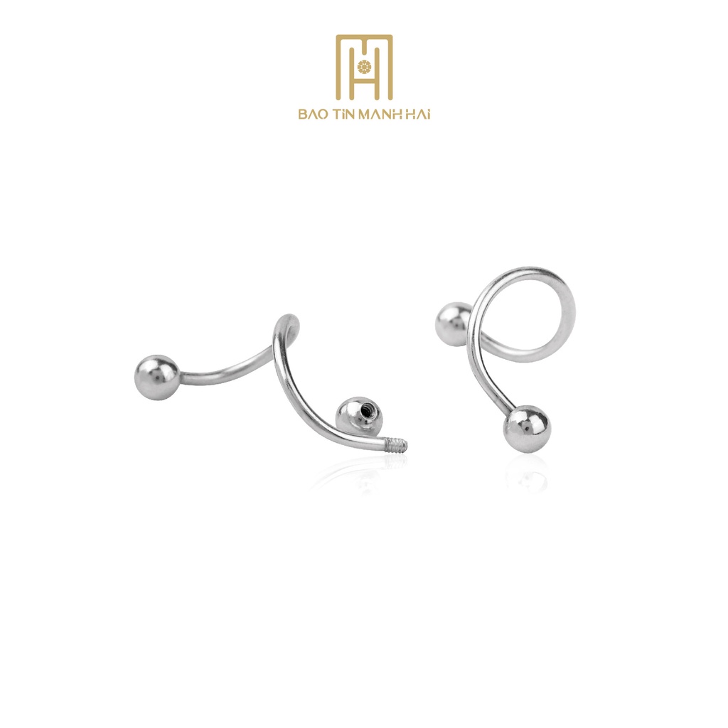 Bông tai Bạc 925 nữ hình xoắn phong cách hàn quốc BTB02 Bảo Tín Mạnh Hải