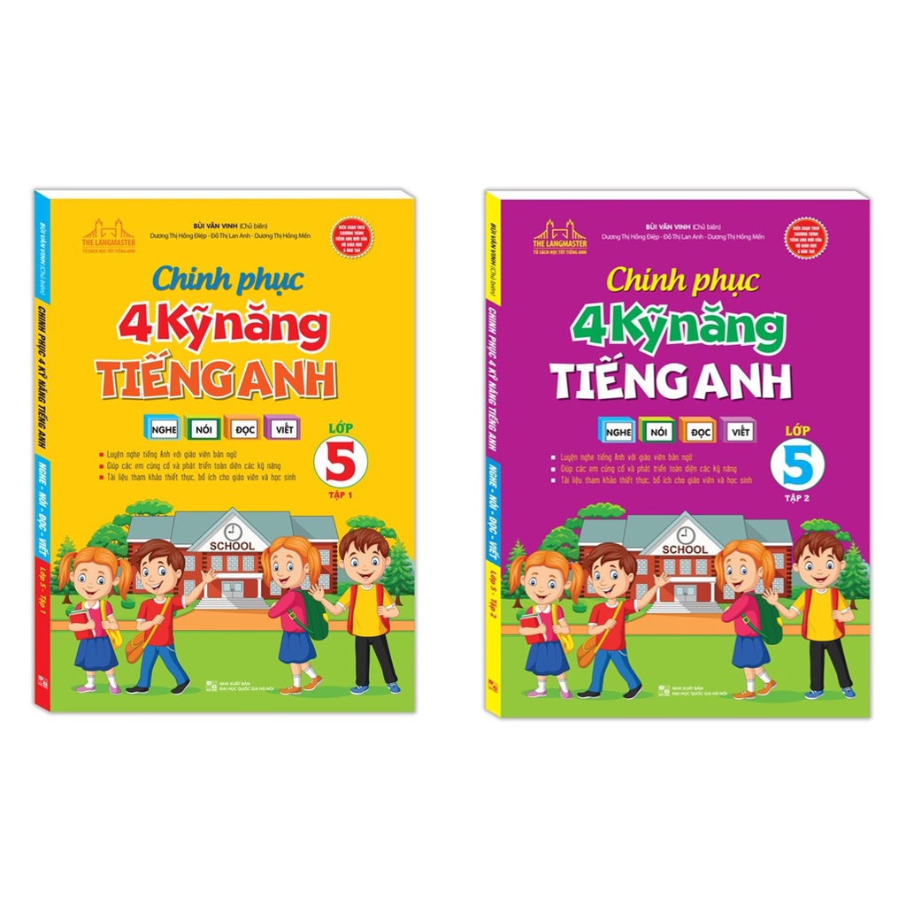 Sách - Combo chinh phục 4 kỹ năng tiếng anh Nghe - nói - đọc - viết lớp 5 (T1 +T2)
