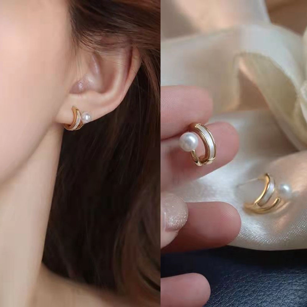 Khuyên Tai Bạc Đính Ngọc Trai Phong Cách Pháp Cổ Điển Cho Nữ