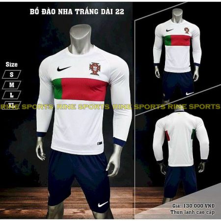 Bộ áo bóng đá dài tay Bồ Đào Nha trắng hàng việt nam cao cấp 2022-2023