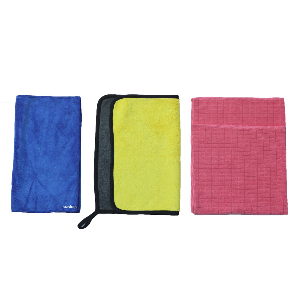 Bộ 3 khăn Microfiber lau xe chuyên dụng màu ngẫu nhiên