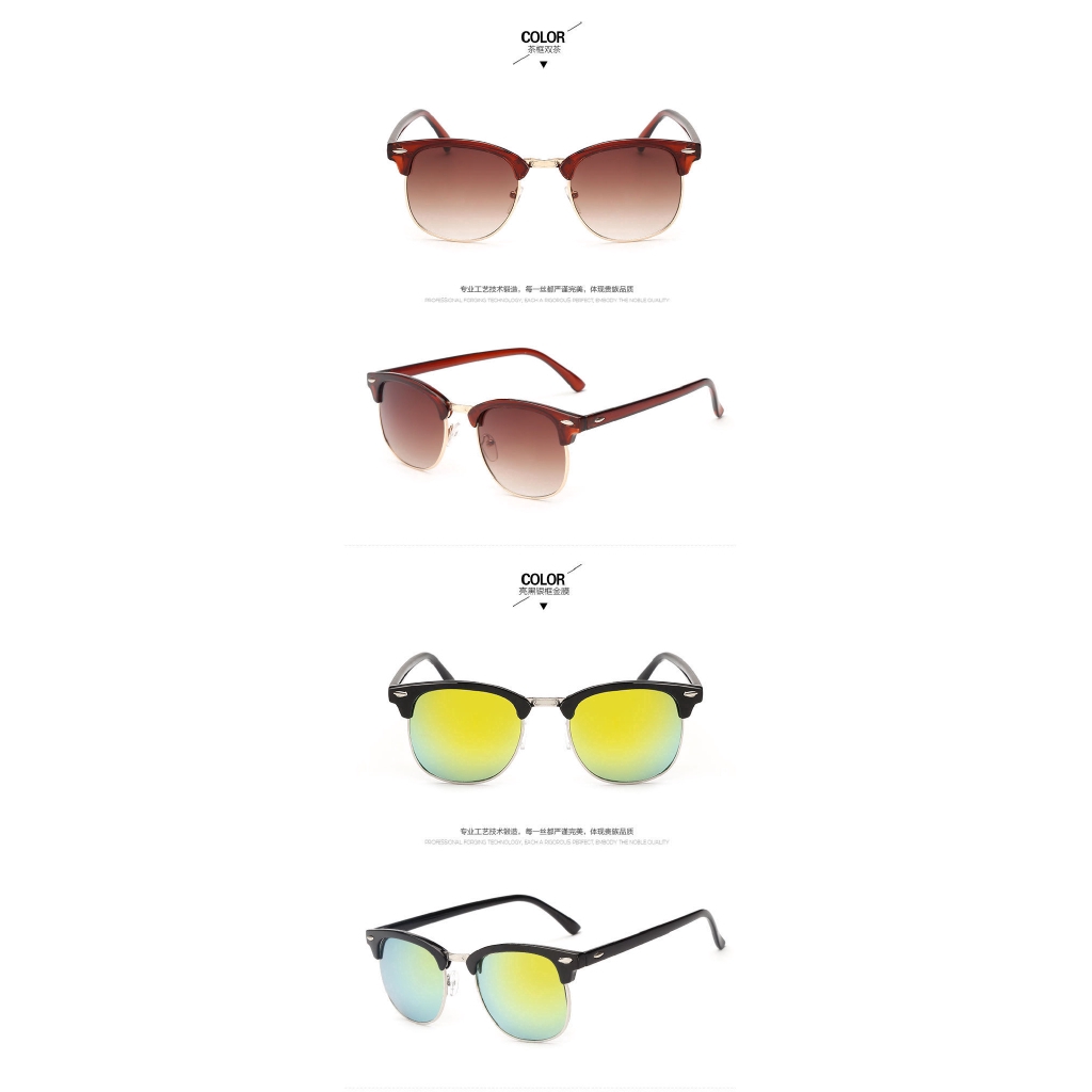 Kính mát SAMJUNE thiết kế nửa gọng phong cách retro cho nam và nữ