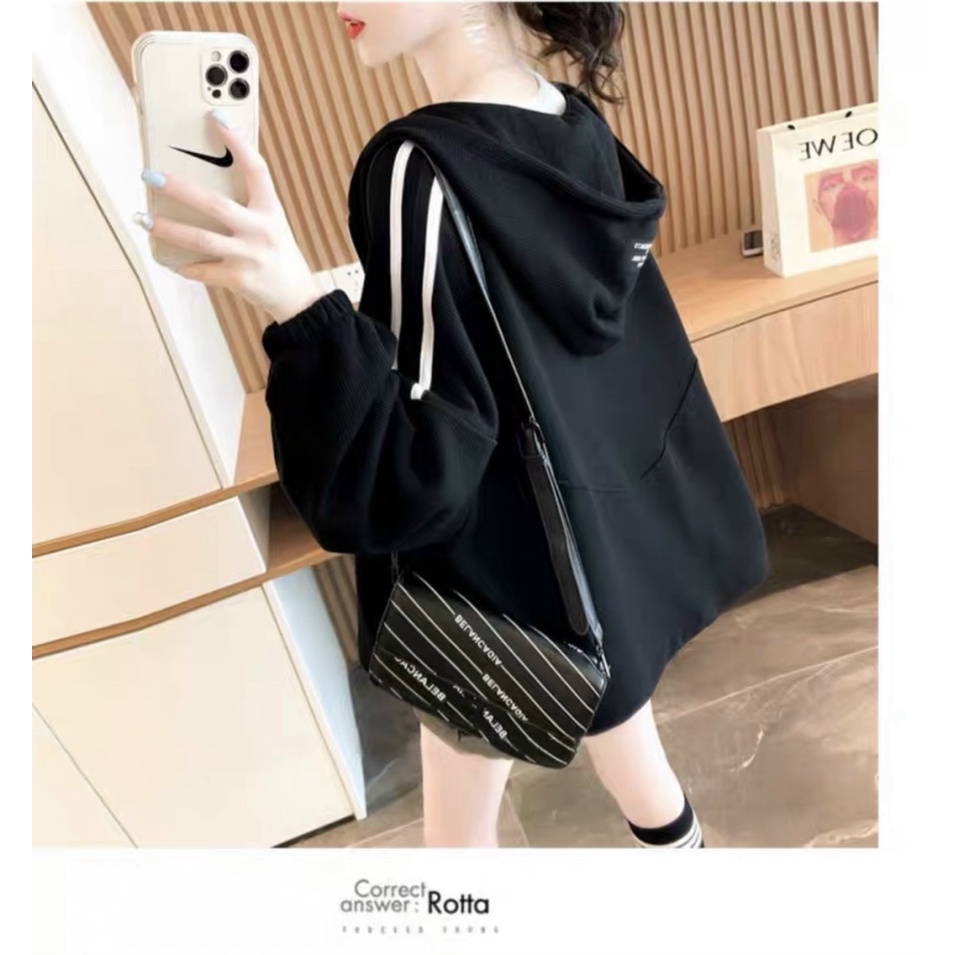 ÁO HOODIE NỮ PHỐI VIỀN SỌC TAY THỜI TRANG ĐẸP NHƯ MƠ