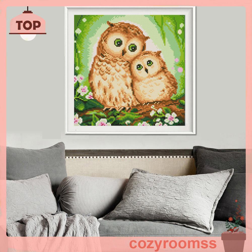 Tranh Đính Đá Kim Cương Toàn Bộ 5d Diy Hình Hai Con Cú