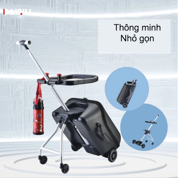 Vali Có Ghế Ngồi Cho Bé Qbox, Valy kéo du lịch kèm ghế ngồi an toàn, giúp mẹ đỡ mỏi và bảo quản hành lý an toàn cho bé