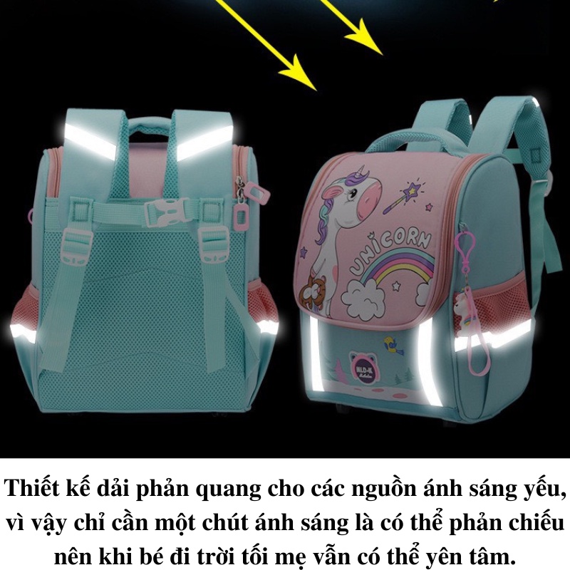 Balo học sinh tiểu học, cặp chống gù cho bé từ lớp 1 đến lớp 3 chất liệu cao cấp - Lado Shop