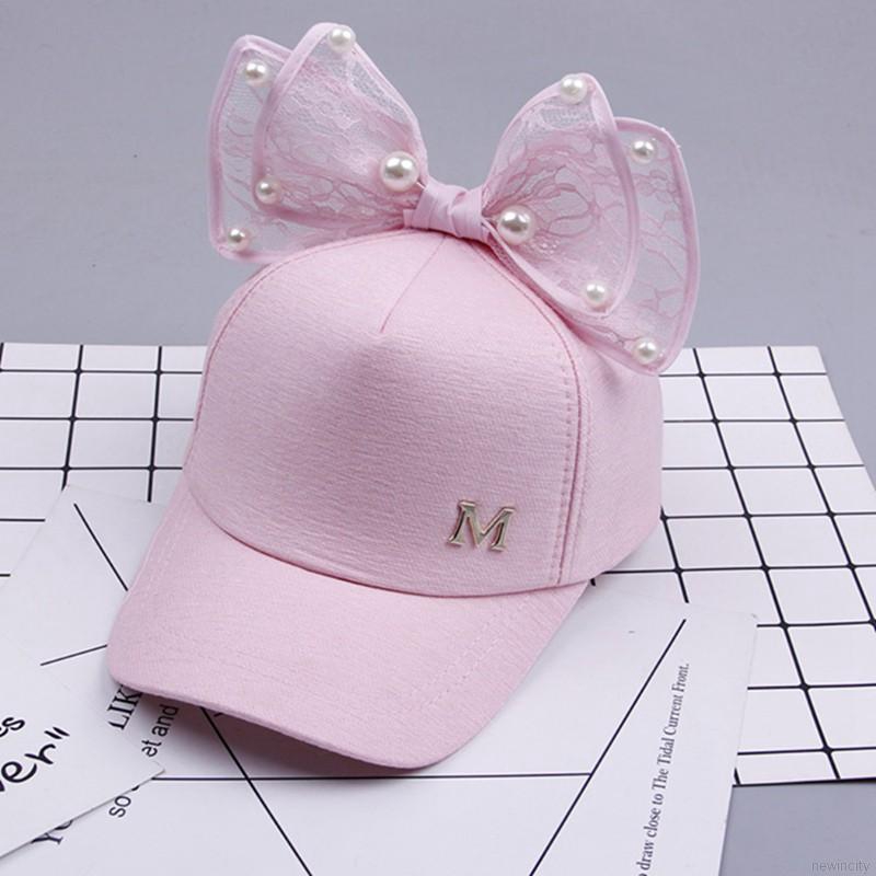 Mũ lưỡi trai nhiều màu phối nơ xinh xắn dành cho bé gái