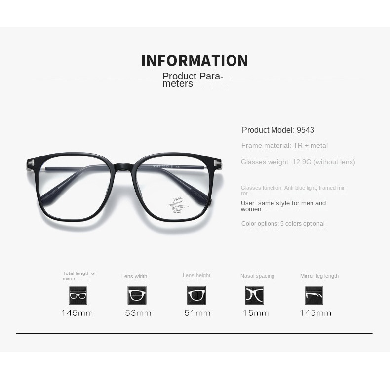 Kính Mát TR90 Chống Tia Sáng Xanh Thời Trang Mới Cho Nam Nữ