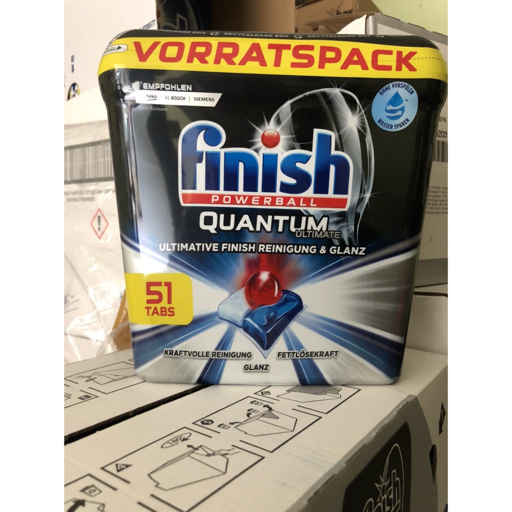 Combo viên rửa bát finish quantum ultimate 51V+ dung dịch vệ sinh máy rửa bát chén - HANOIMART