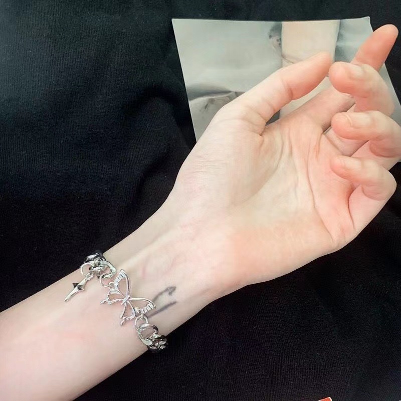 New Star Butterfly Bracelet Female Ins Net Red Design Cuban Chain Light Luxury Retro Cool Trendy Hot Girl Bracelet Male Accessories