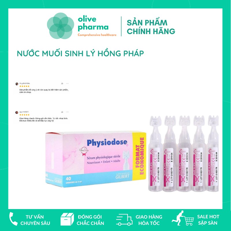 Nước muối sinh lý Physiodose của Pháp-Muối Hồng