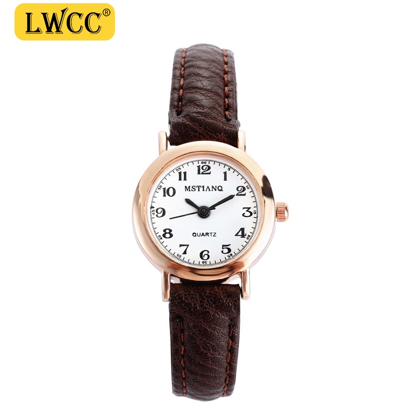 Đồng hồ đeo tay LWCC dây da đơn giản thời trang cao cấp cho nữ