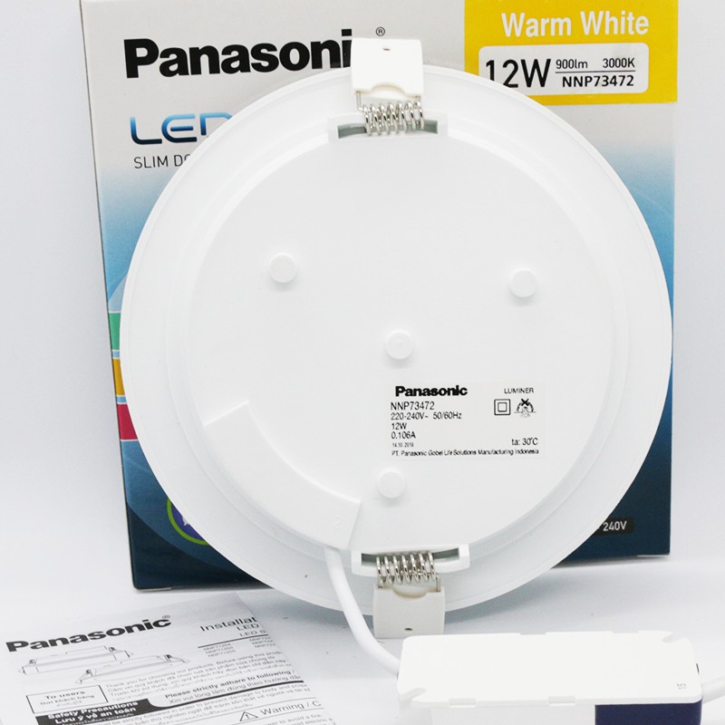 Đèn LED tròn âm trần Panasonic 12W 125mm ánh sáng Trắng/Vàng/Trung tính