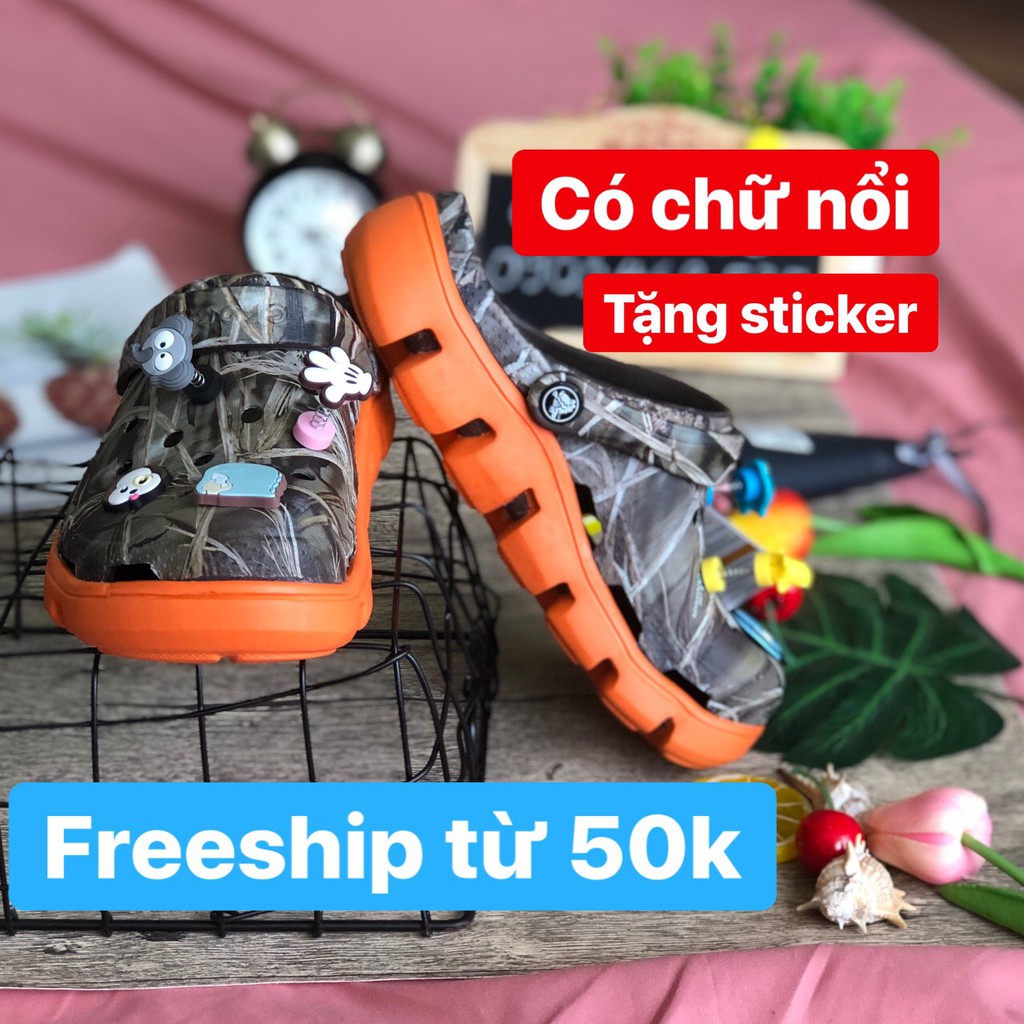 (Có sẵn) Dép sục đế cam vẩy sơn tặng kèm 4 sticker