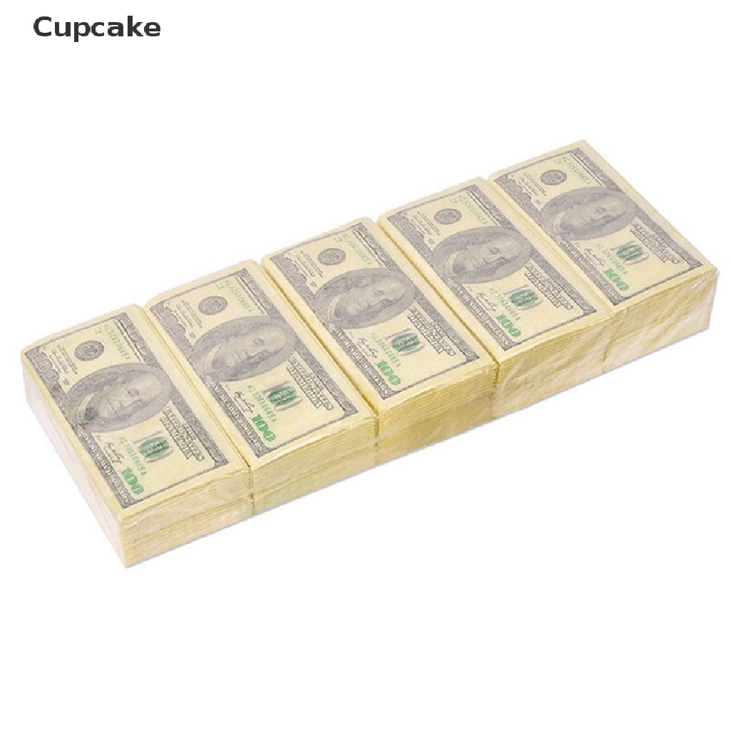Set 10 Khăn Giấy Hình Bánh Cupcake / 100 Đô La Sáng Tạo Trang Trí Tiệc