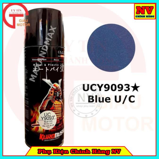 Sơn Samurai màu xanh da trời UCY9093+TCY9093 chính hãng, sơn xịt dàn áo xe máy chống nứt nẻ, kháng xăng