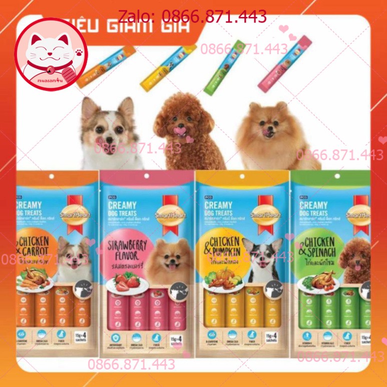 ⚡𝐅𝐑𝐄𝐄𝐒𝐇𝐈𝐏⚡ [GIẢM GIÁ] Bánh Thưởng Dạng Kem Cho Chó SmartHeart Creamy - petshop số 01