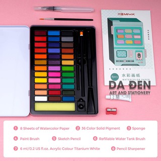 [DA ĐEN - QUẬN 3] Màu Nước Solid Miya Art Hộp Thiếc 36 Màu