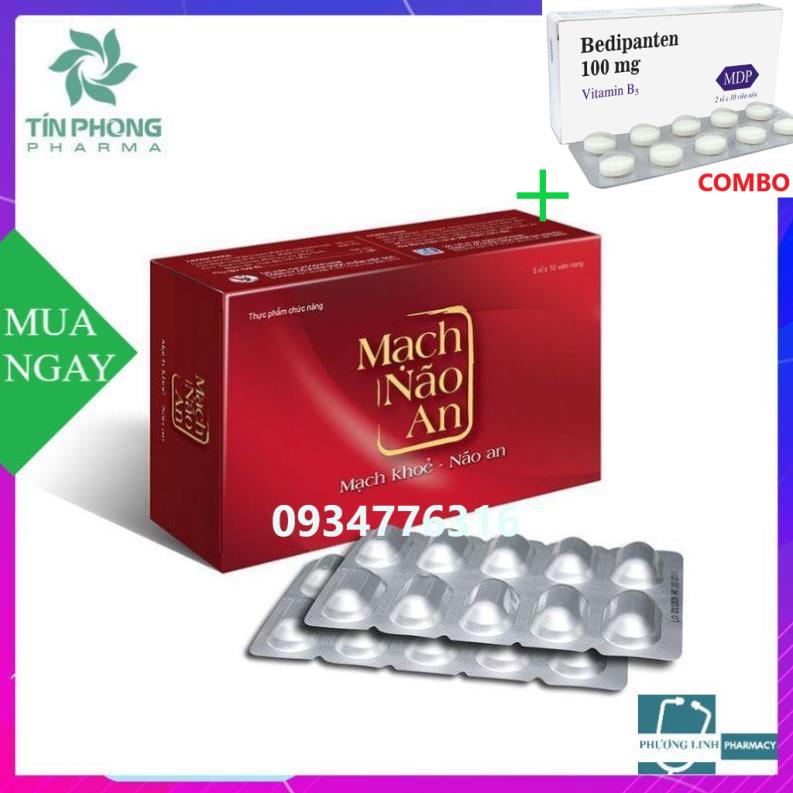 Combo Bedipanten 100mg +  MẠCH NÃO AN - HOẠT HUYẾT THÔNG MẠCH, BỔ NÃO, TĂNG CƯỜNG LƯU THÔNG TUẦN HOÀN MÁU LÃO