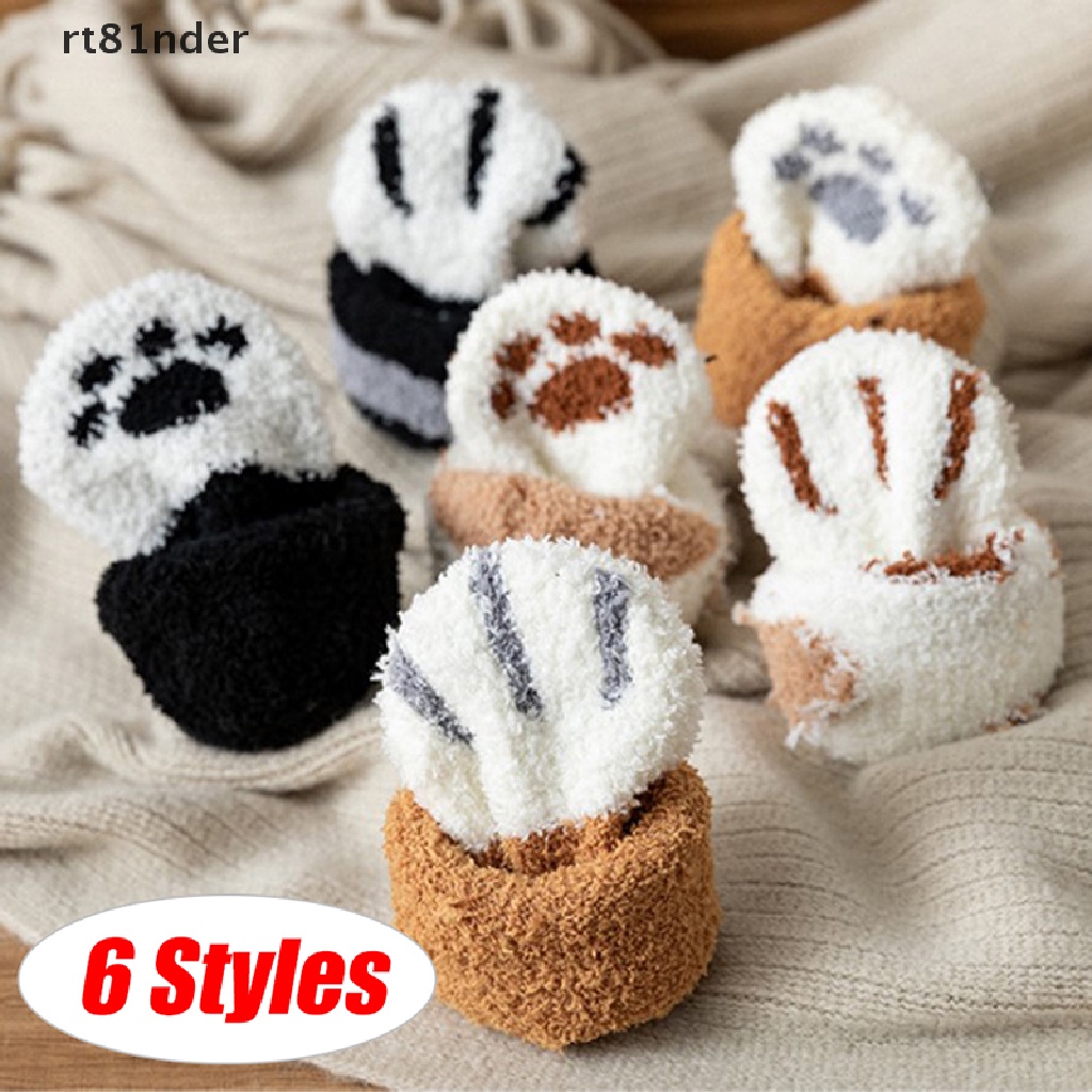 Rt Vớ Ngủ Lông Cừu San Hô Hình Chân Mèo Dễ Thương Giữ Ấm Mùa Đông Cho Nữ
