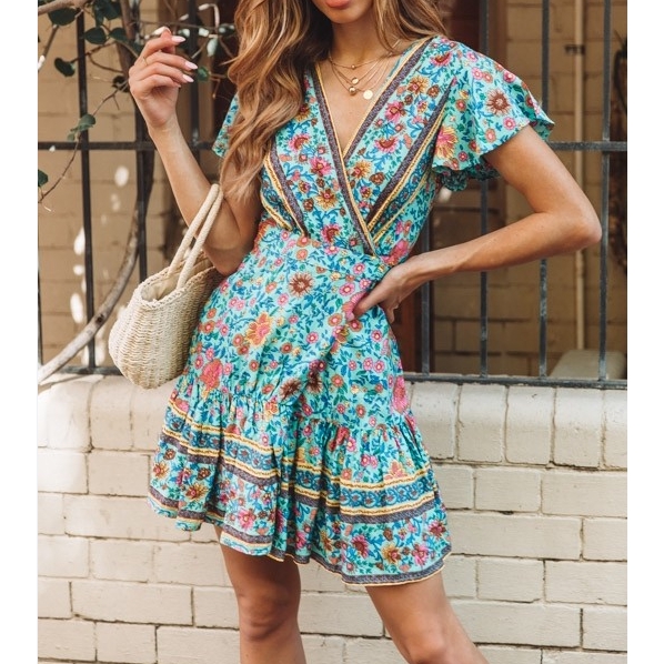 Đầm cotton in họa tiết hoa giản dị với nhiều màu sắc để lựa chọn