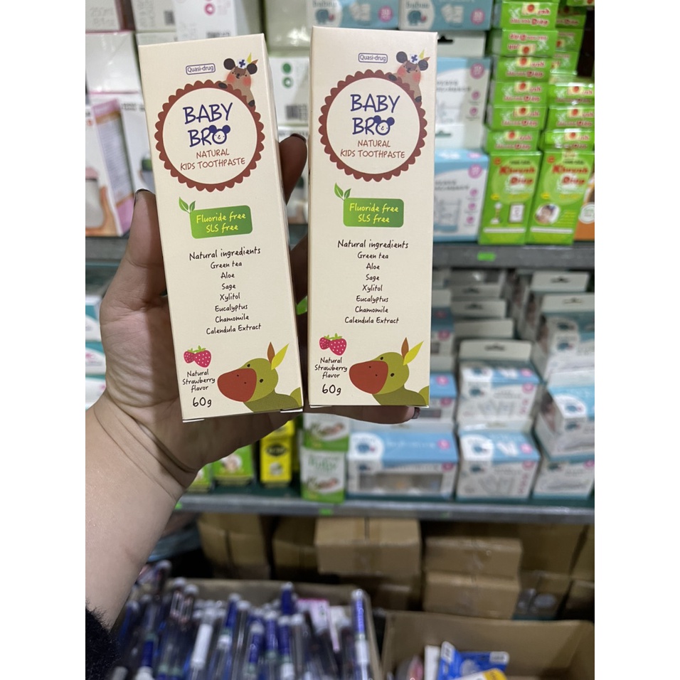 Kem đánh răng cho bé nuốt được thành phẩn hữu cơ Baby Bro Hàn Quốc vị trái cây 60g