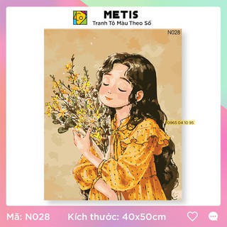 Tranh tô màu theo số metis tranh nàng thơ mộng mơ dễ tô n028