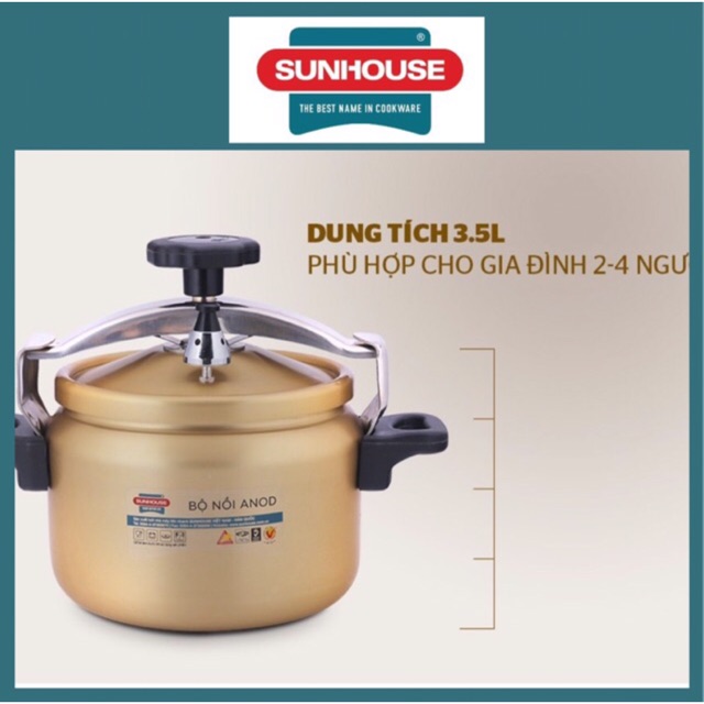 NỒI ÁP SUẤT ANOD SUNHOUSE 3,5 LÍT SHA8354