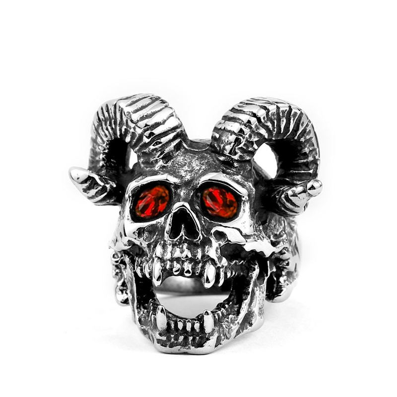 Nhẫn Đính Đá Hình Đầu Cừu Phong Cách Gothic Cho Nam