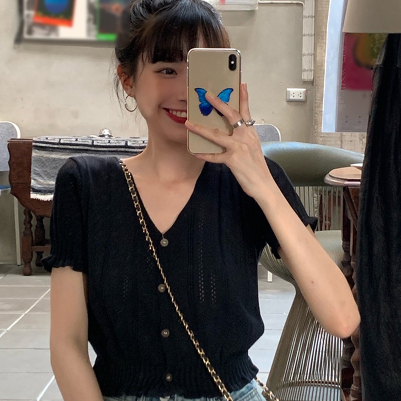 Áo Thun Nữ Tay Ngắn Cổ Chữ V Thời Trang Quyến Rũ