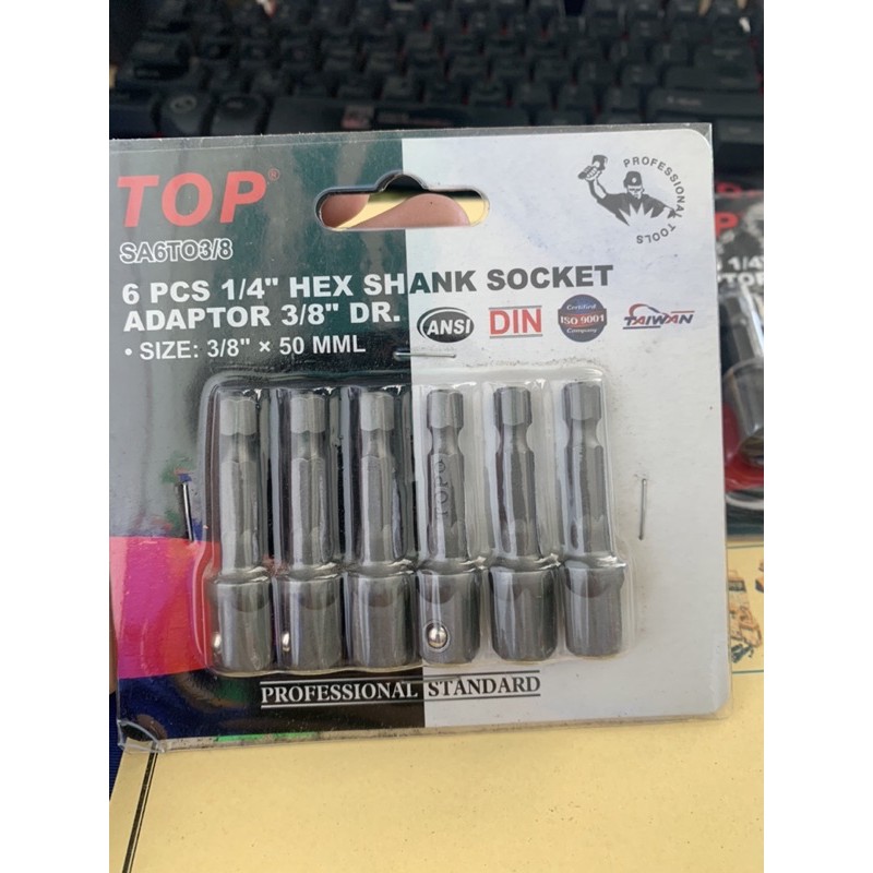 Đầu chuyển bắn vít ra bu long đuôi lục giác TOP SA6TO1/4” - SA6TO3/8” - SA6TO1/2”