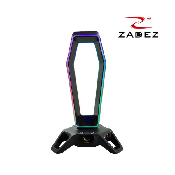 Đế Treo Tai Nghe Cao Cấp Màu Đen LED RGB kiêm Mouse Bungee và Hub USB 3.0 ZADEZ ZHS-702G BLACK - Hàng chính hãng