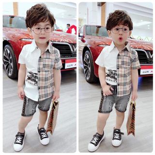 Sơ mi ngựa pha kẻ cho bé trai