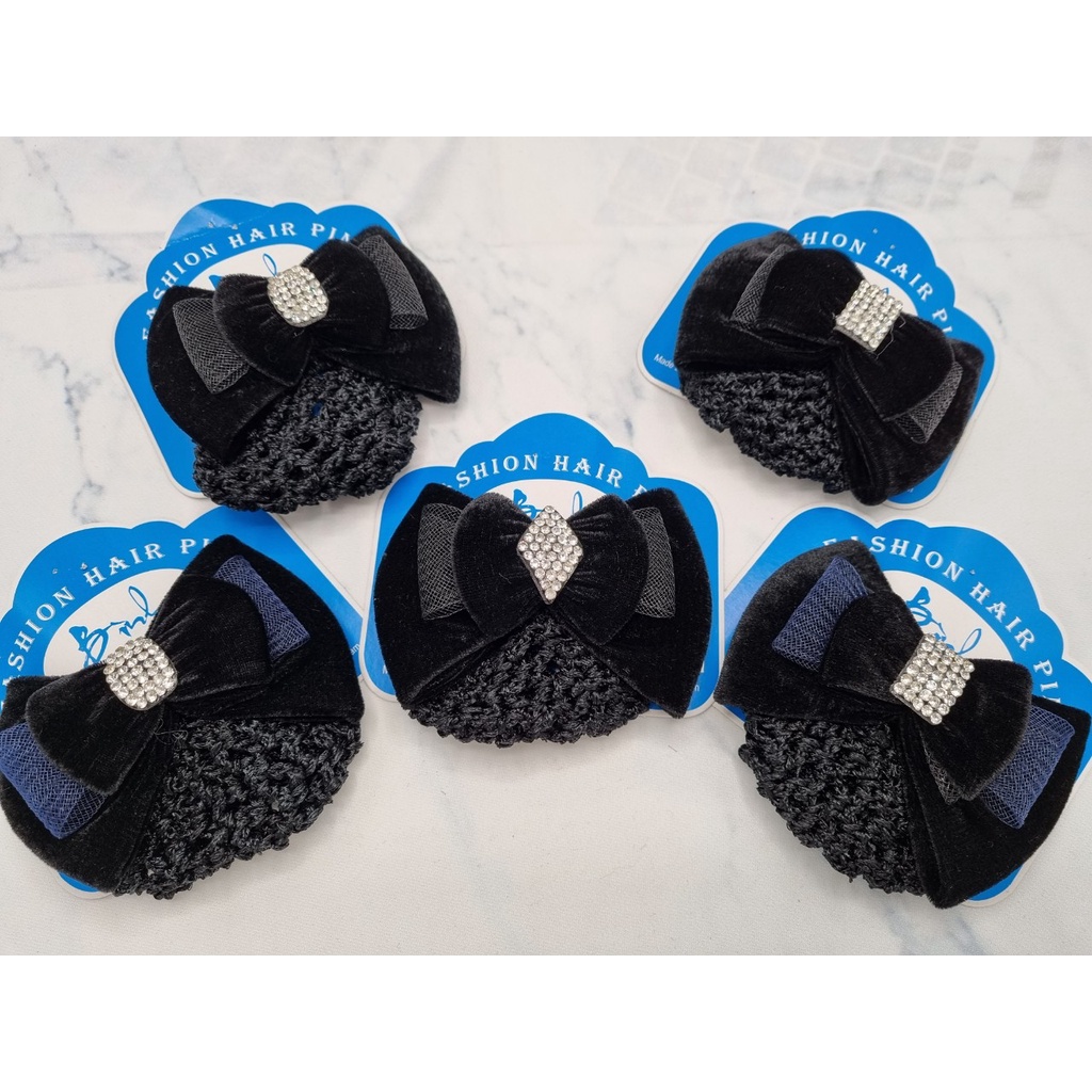 Cặp búi tóc nhung đen gắn đá đẹp PKT0123 (ảnh thật)
