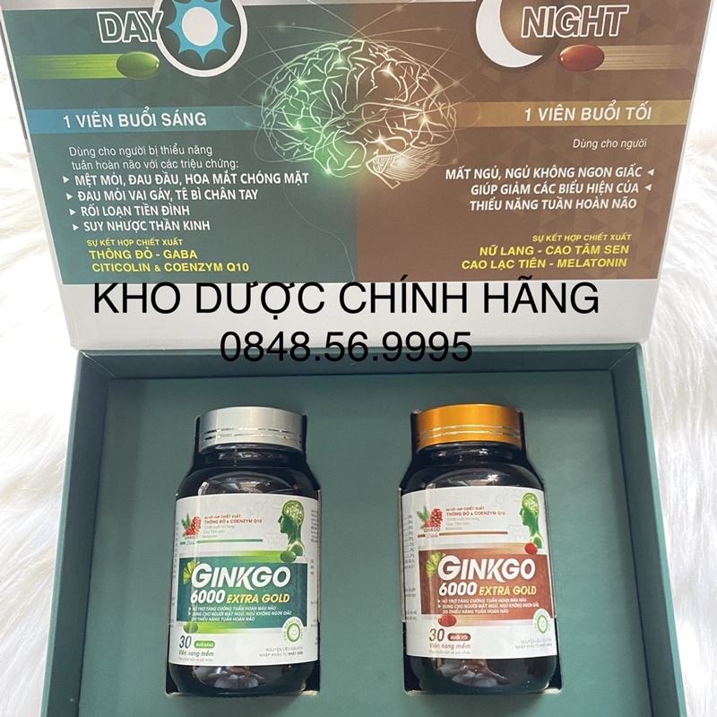 GINKGO 6000 Extra Gold - Ginkgo biloba hỗ trợ tăng cường tuần hoàn máu não - Cải thiện tình trạng mất ngủ