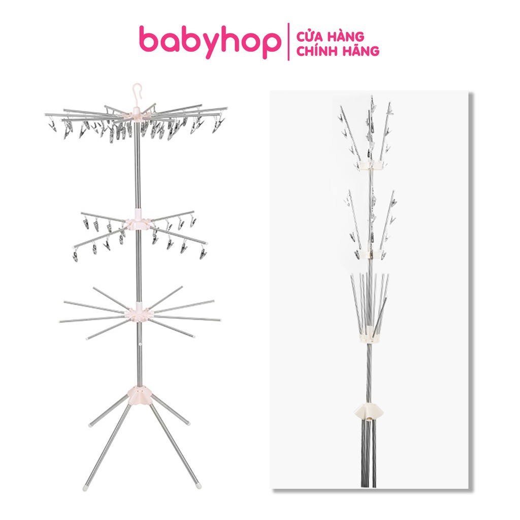 [BABYHOP16 - 10K ĐH300K]Cây, giá, dàn phơi đồ cho bé Pier dáng đứng 3 tầng bằng inox