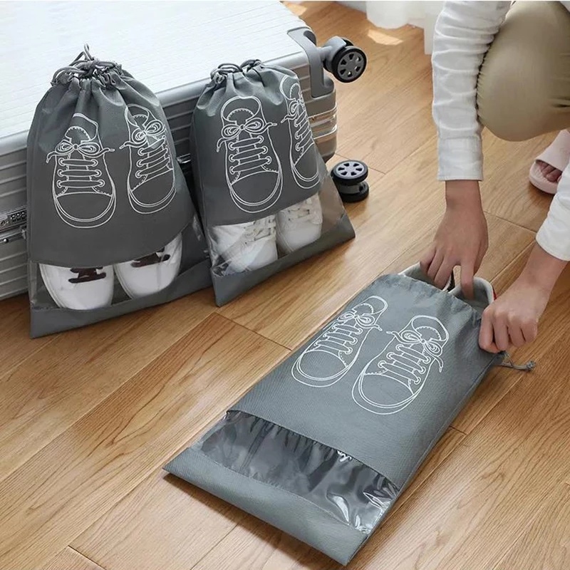 Bộ 5 Túi Đựng Giày 6 Màu Đa Năng Bằng Vải Không Dệt Chống Nước Có Thể Tái Sử Dụng