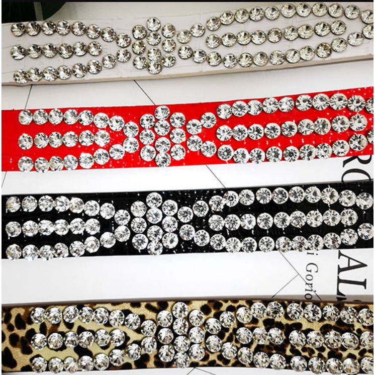 Thắt Lưng Nữ Bản Rộng Có Khóa Hình Đầu Lâu Đính Đá Cổ Điển