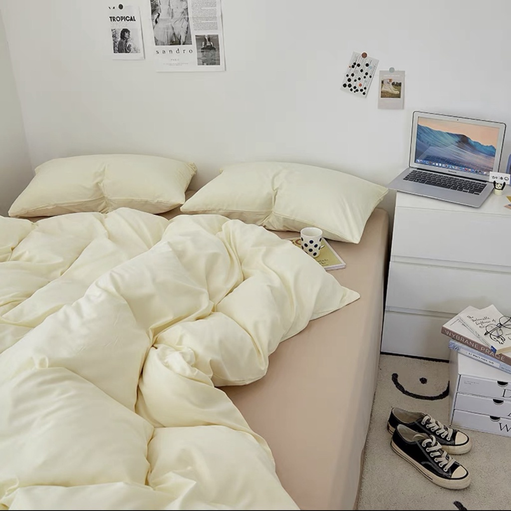 (ALBUM) Bộ chăn ga và vỏ gối cotton basic Mùa Decor - Màu xanh rêu phối beige và các màu khác | BigBuy360 - bigbuy360.vn